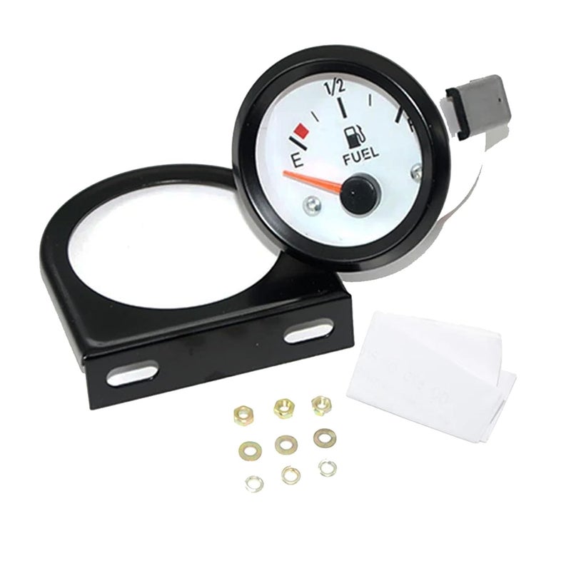 BLLYOGU 2" Fuel Level Gauge,12V Fuel Tank Meter E-1/2-F Pointer Meter 240-33ohm for Car RV Yacht Boat Motorcycle (White) - Image 3